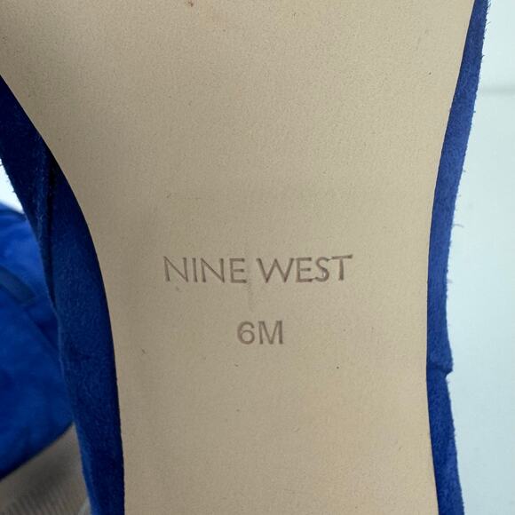 NINE WEST GEMMS FOLD OVER POINTED TOE HEELED BOOTIES IN BLUE NWOB WOMEN'S SIZE 6 - Picture 9 of 11